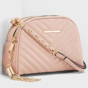 Like new Aldo Quilted Pink/ Nude dorolora crossbody bag with crystal decor